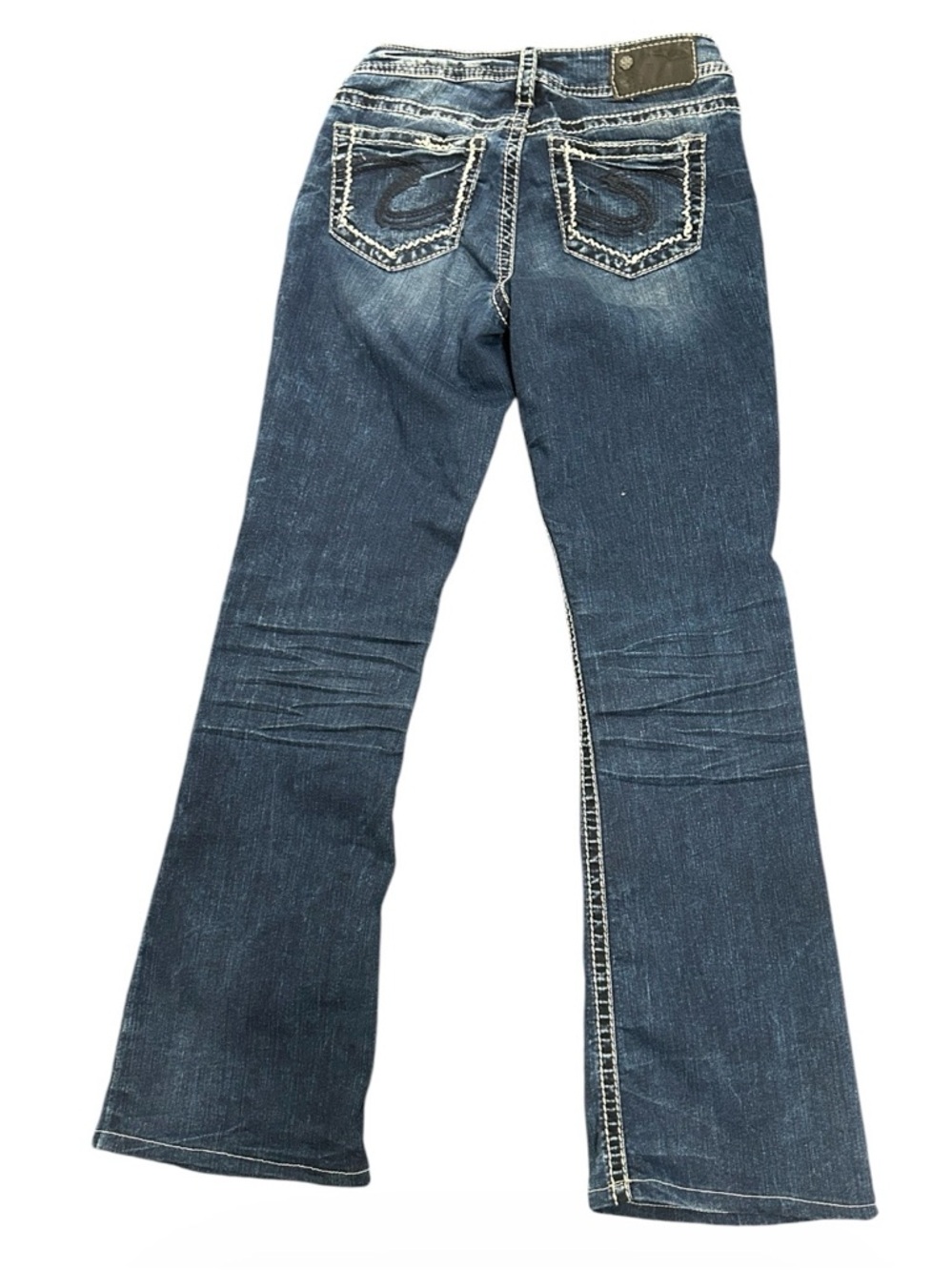 Silver Jeans Suki Mid Boot Jeans W25 L31 Dark Wash Thick Stitch Flare